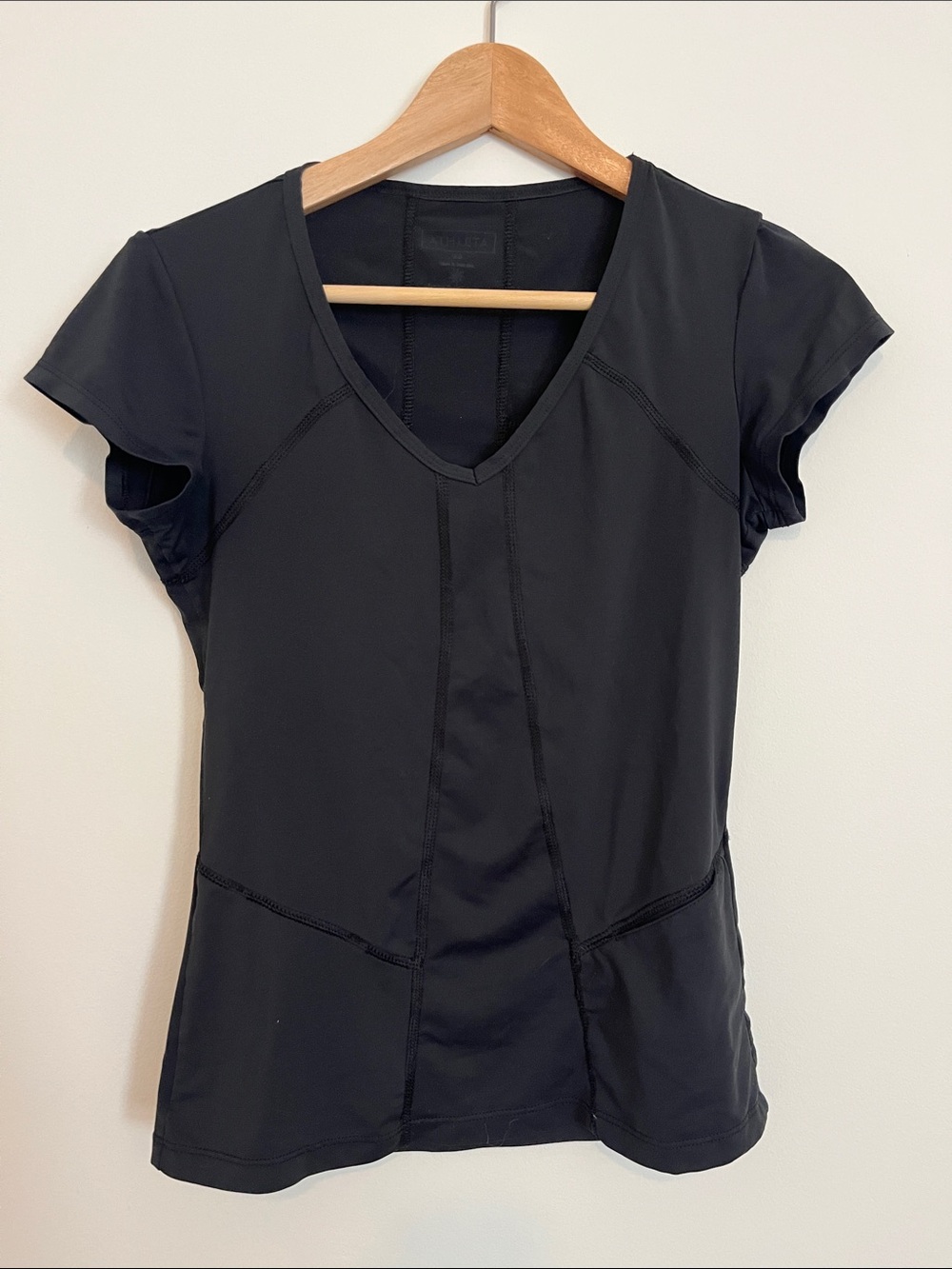 Athleta Black Short-Sleeve V-Neck Active Tee